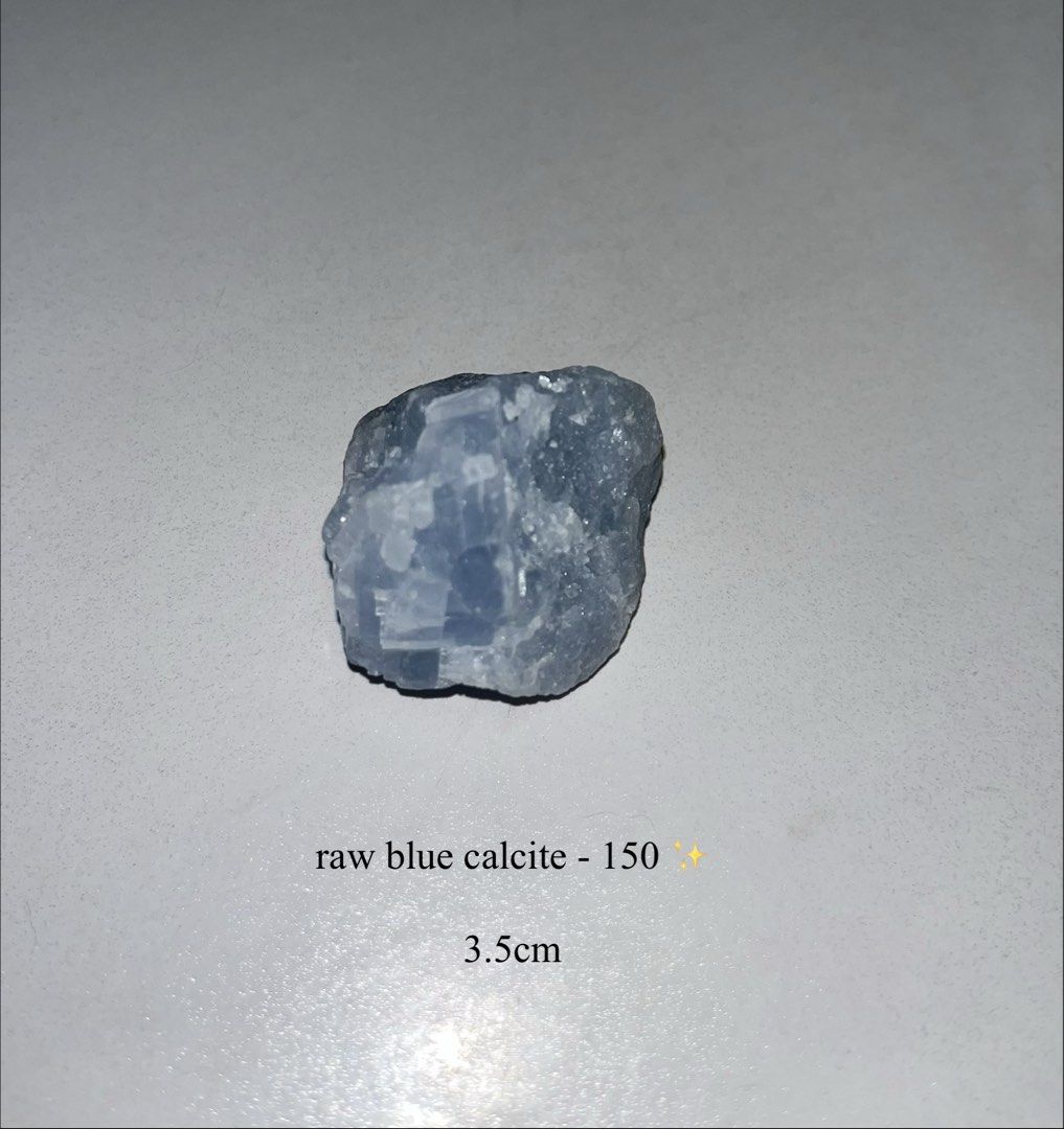 Raw Blue Calcite Crystal (Category: Precious Stones) located in Marikina City. Submitted by _project.quartz (Listing ID 1459449063, Image 1). Description: - Raw Blue Calcite Crystal - Size: 3.5cm - Ideal for collectors and crystal healing - Unique natural formation - What you see is what you get.