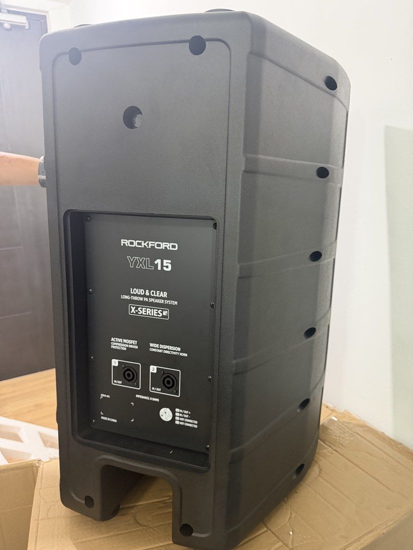 ROCKFORD PA SPEAKER + STAND (Category: Soundbars, Speakers & Amplifiers) located in Manila. Submitted by rayapscl (Listing ID 1459399739, Image 2). Description: FOR SALE — ROCKFORD PA SPEAKERS + STANDS Used only once. Bought August 12, 2026 — with original receipt/proof of purchase In excellent condition, almost brand new. • 2 PCS — ROCKFORD YXL-15 PA Loudspeaker Original Price: ₱15,600.01 Selling for ₱15,000 only • 2 PCS — ROCKFORD WD-602 Speake