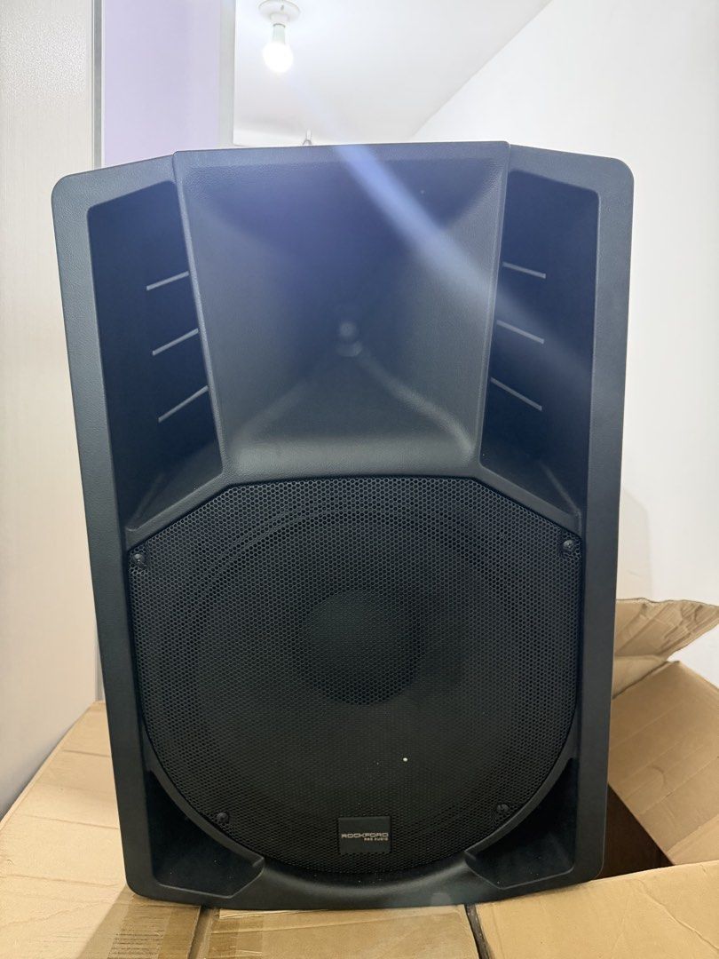 ROCKFORD PA SPEAKER + STAND (Category: Soundbars, Speakers & Amplifiers) located in Manila. Submitted by rayapscl (Listing ID 1459399739, Image 3). Description: FOR SALE — ROCKFORD PA SPEAKERS + STANDS Used only once. Bought August 12, 2026 — with original receipt/proof of purchase In excellent condition, almost brand new. • 2 PCS — ROCKFORD YXL-15 PA Loudspeaker Original Price: ₱15,600.01 Selling for ₱15,000 only • 2 PCS — ROCKFORD WD-602 Speake