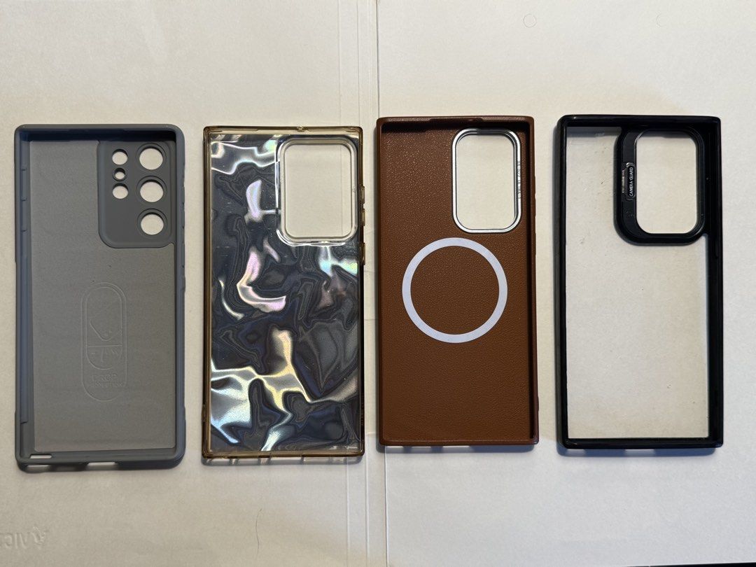 Samsung S22 Ultra Cases (4 cases for 200) (Category: Cases & Sleeves) located in Makati City. Submitted by jxyms (Listing ID 1459335636, Image 3). Description: Gray Case - Like new Silver Case - Well used Brown Case - Lightly used Black Acrylic Case - Well used Price is still negotiable. .