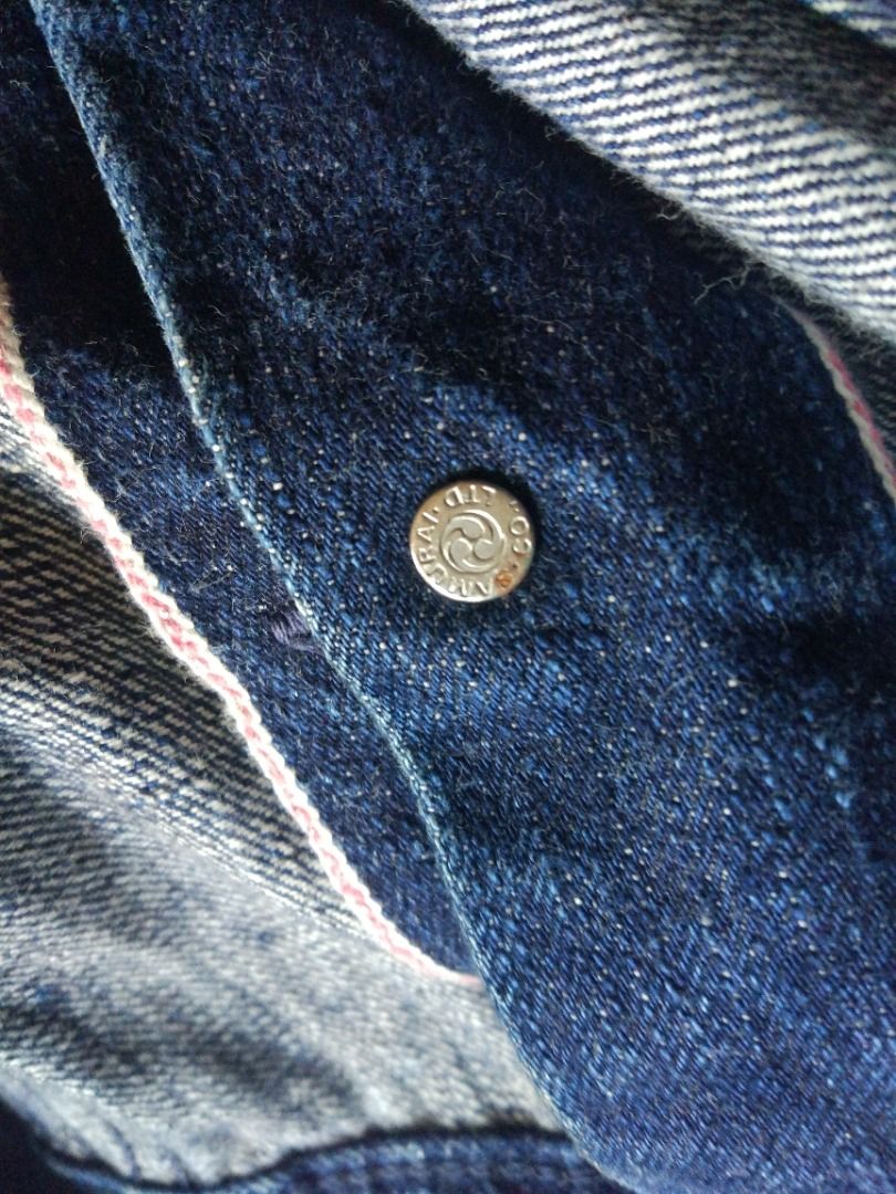 Samurai Selvedge Denim Jacket M (Category: Coats, Jackets and Outerwear) located in Pasay City. Submitted by denimdude.ph (Listing ID 1459401599, Image 3). Description: cut tags and red tab fits medium rust on buttons, fades, last pics.