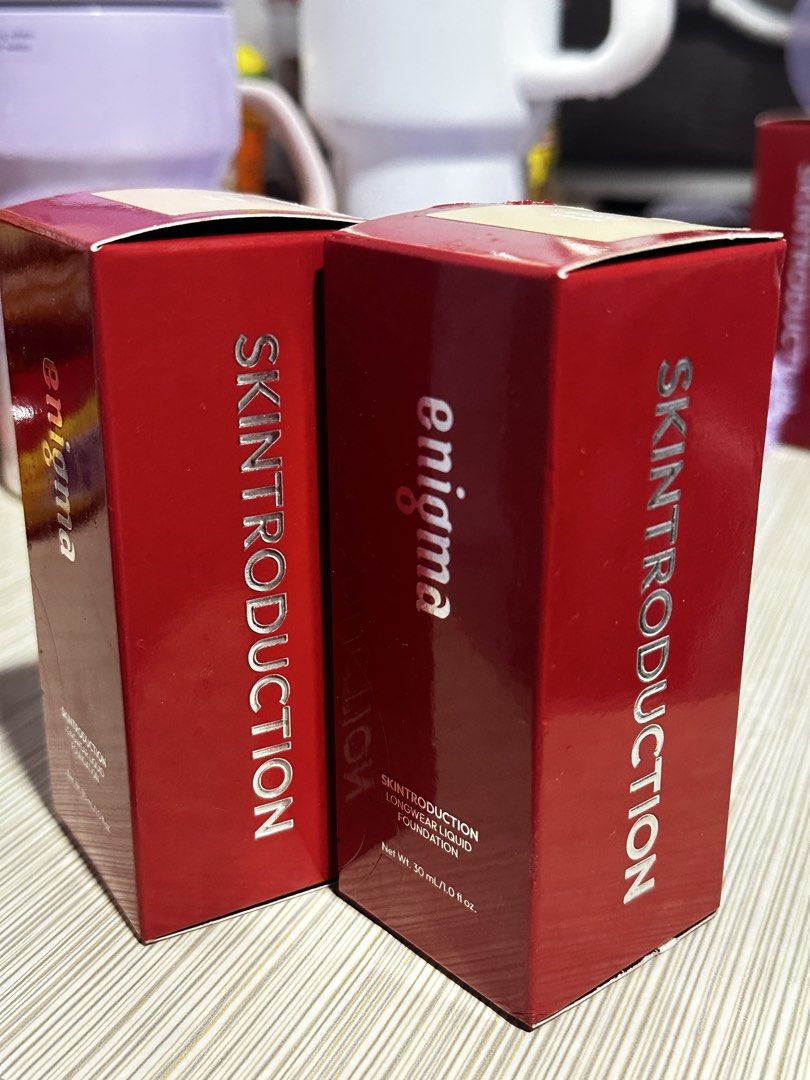 SKINTRODUCTION Enigma Longwear Liquid Foundation (Category: Makeup) located in Quezon City. Submitted by dyossabelle13 (Listing ID 1459335715, Image 2). Description: - Brand: SKINTRODUCTION - Product: Enigma Longwear Liquid Foundation - Size: 30ml / 1.0 fl oz per bottle - Available Shades: FN04 FAIR, FN03.5 LINEN - Formula: Longwear - Ideal for: Everyday use.