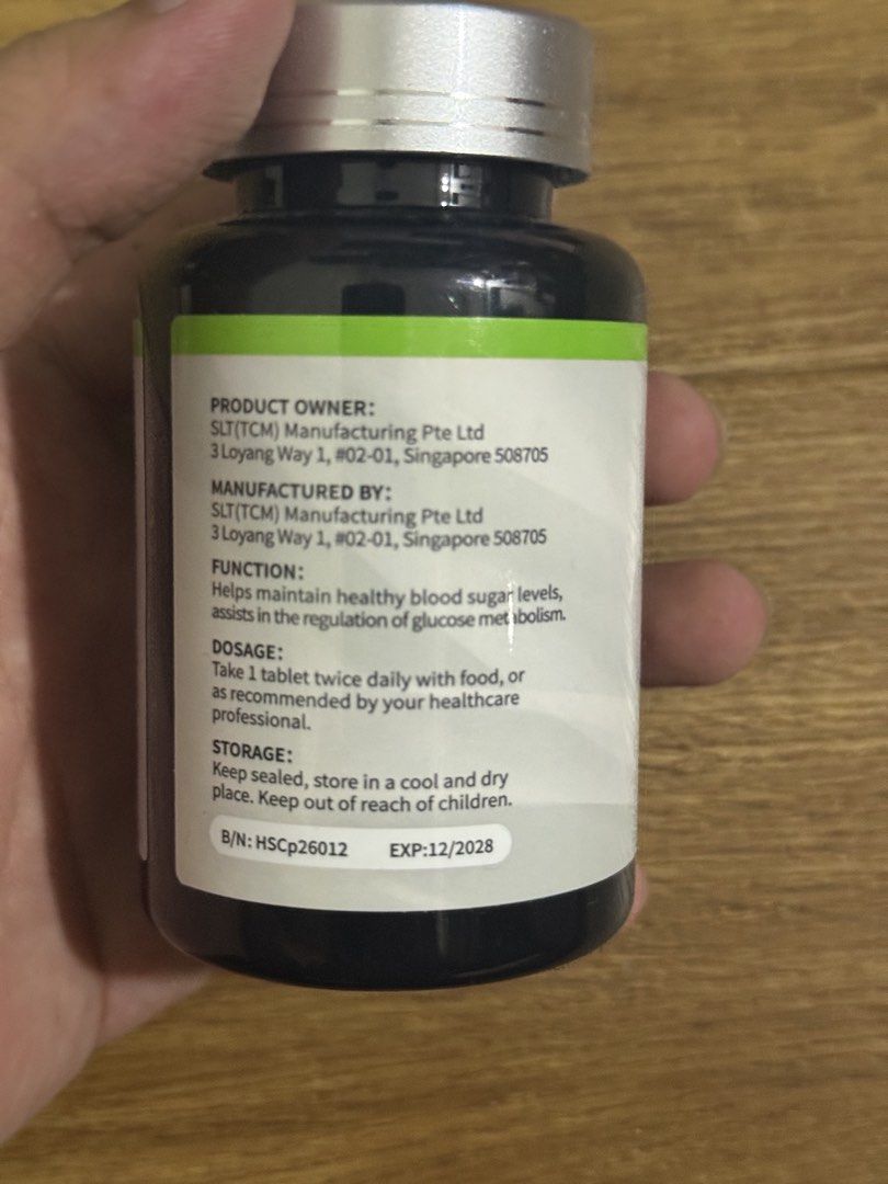 SLT Sugar Decrease Tablets - Maintain Healthy Blood Sugar Levels (Category: Vitamins & Supplements) located in Singapore. Submitted by battery.matters (Listing ID 1459437203, Image 3). Description: - SLT Sugar Decrease Tablets - Supports healthy blood sugar levels - Aids in glucose metabolism - Key Ingredients: Bitter Melon, Mulberry Leaf, Gymnema Silvestre, and more - Dosage: Take 1 tablet twice daily with food - Storage: Keep sealed in a cool, 