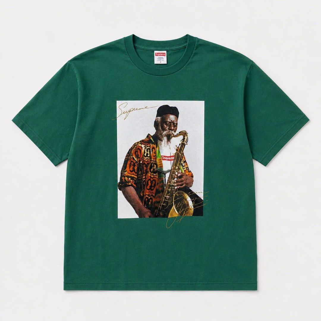 Supreme Pharoah Sanders Tee (Green) (Category: Luxury Apparel) located in Bacoor. Submitted by truecrease (Listing ID 1459320016, Image 1). Description: Supreme Pharoah Sanders Tee (Green) Size Large - Brandnew ₱3,000 !ALWAYS BUYING NEW AND USED PAIRS “You’ll Know It’s Loved When It’s Creased” “Use it till it’s Creased” #truecrease #PharoahSanders #Green #Supreme.