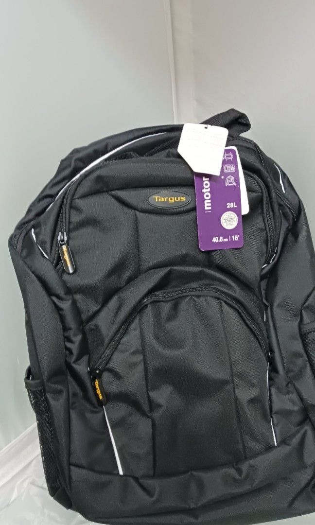 Targus 16-in Motor Laptop Backpack (Category: Backpacks) located in Manila. Submitted by rogue_ph (Listing ID 1459397807, Image 1). Description: Specification COLOR : Black COLLECTION : Motor WORKS WITH : 16" Laptops and Under PROTECTION LEVEL : Good CAPACITY : 28L DIMENSIONS : 12.75" x 18.79" x 9.00" (W x H x D) WEIGHT : 1.55 lbs COMPARTMENT SIZE : 10.50" x 15.25" (W x H).