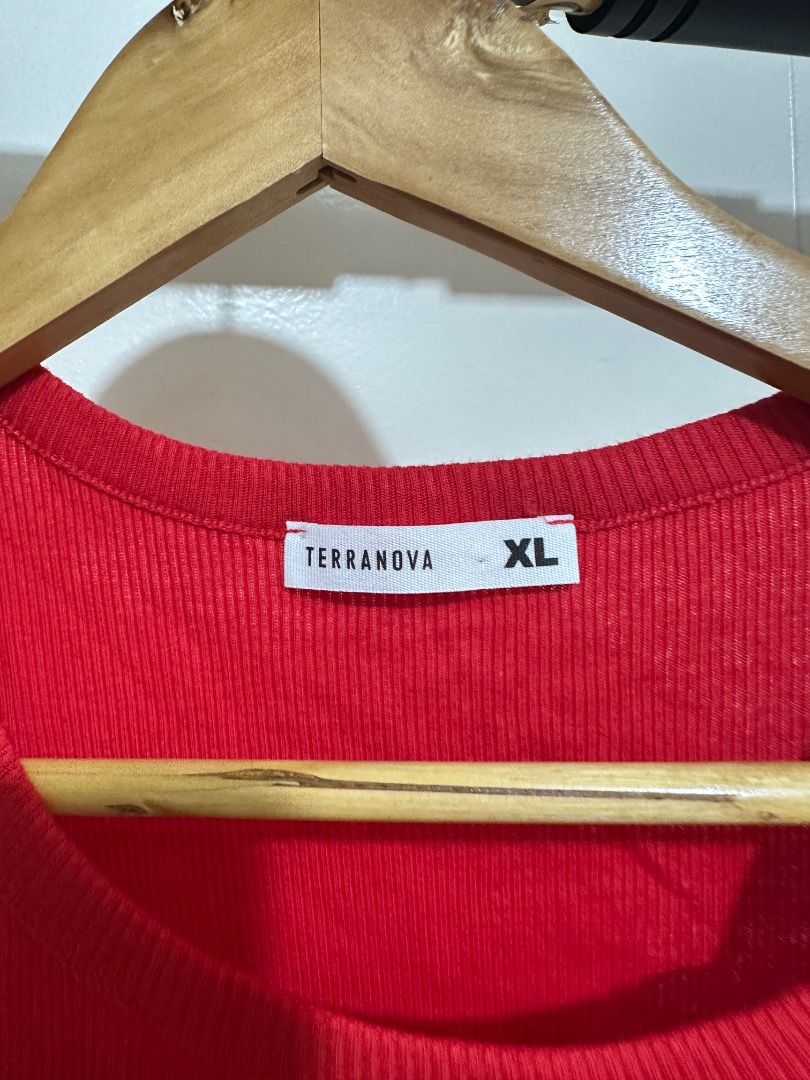Terranova Red Ribbed Tank Top XL (Category: Sleeveless) located in Mandaluyong City. Submitted by lovedbyjaaaam (Listing ID 1459327774, Image 2). Description: - Terranova Red Ribbed Tank Top - Size: XL and S - Sleeveless design - Ideal for layering or wearing on its own - Simple and versatile wardrobe staple - Easy to pair with various bottoms.