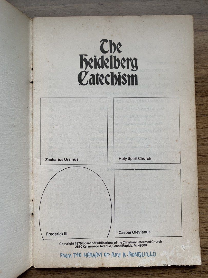 THE HEIDELBERG CATECHISM (Category: Religion Books) located in Paranaque City. Submitted by thingsofold (Listing ID 1459355384, Image 2). Description: The Heidelberg catechism is a famous Protestant confession of faith written in 1563 to teach Christian doctrine. (Probably 1975) *Has writings.