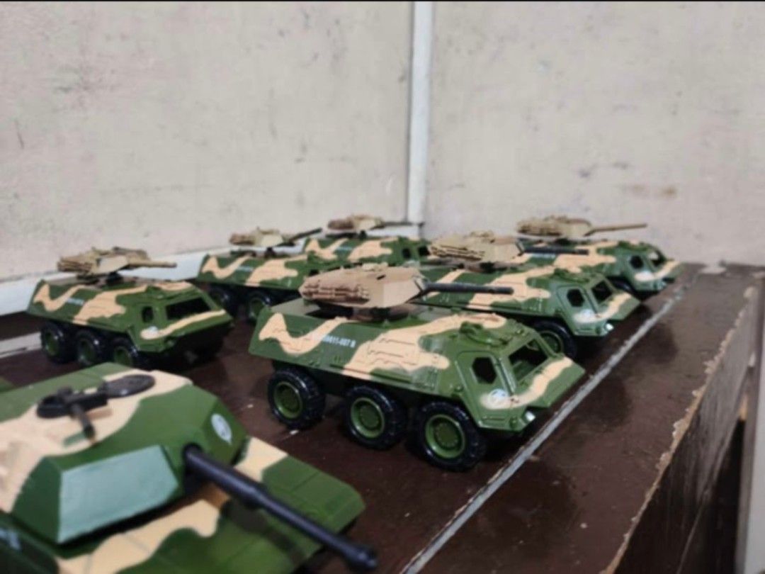 Toy Tanks and apc (Category: Vehicle & Diecast Models) located in Manila. Submitted by balangjhon51268 (Listing ID 1459327771, Image 2). Description: - camoflouge tank and apc - 1/64 scale - tank 6 pieces - apc 6 pieces with diy movable turrwt - tanks 800 - apc 900 - 1,500 pesos take all.