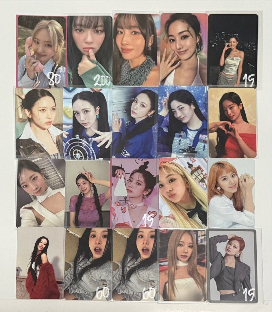 TWICE Official Photocard Set (Category: K-Wave Merchandise) located in Manila. Submitted by purchaeses (Listing ID 1459394863, Image 1). Description: - Total of 12 pcs for ₱600 - All official and in mint condition - Available: ❎✅❎❎✅ ✅✅✅✅✅ ❎✅✅❎✅ ✅❎❎❎✅ .