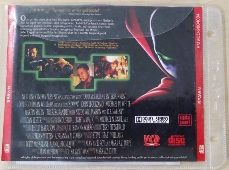 VCD - SPAWN (1997) (Category: CDs & DVDs) located in Ipoh. Submitted by subway_2026 (Listing ID 1459308769, Image 3). Description: Discs and artwork are placed in light plastic sleeves. Post = RM7 Peninsular M'sia Feel free to chat. # action crime drama John Leguizamo Michael Jai White Martin Sheen Theresa Randle .