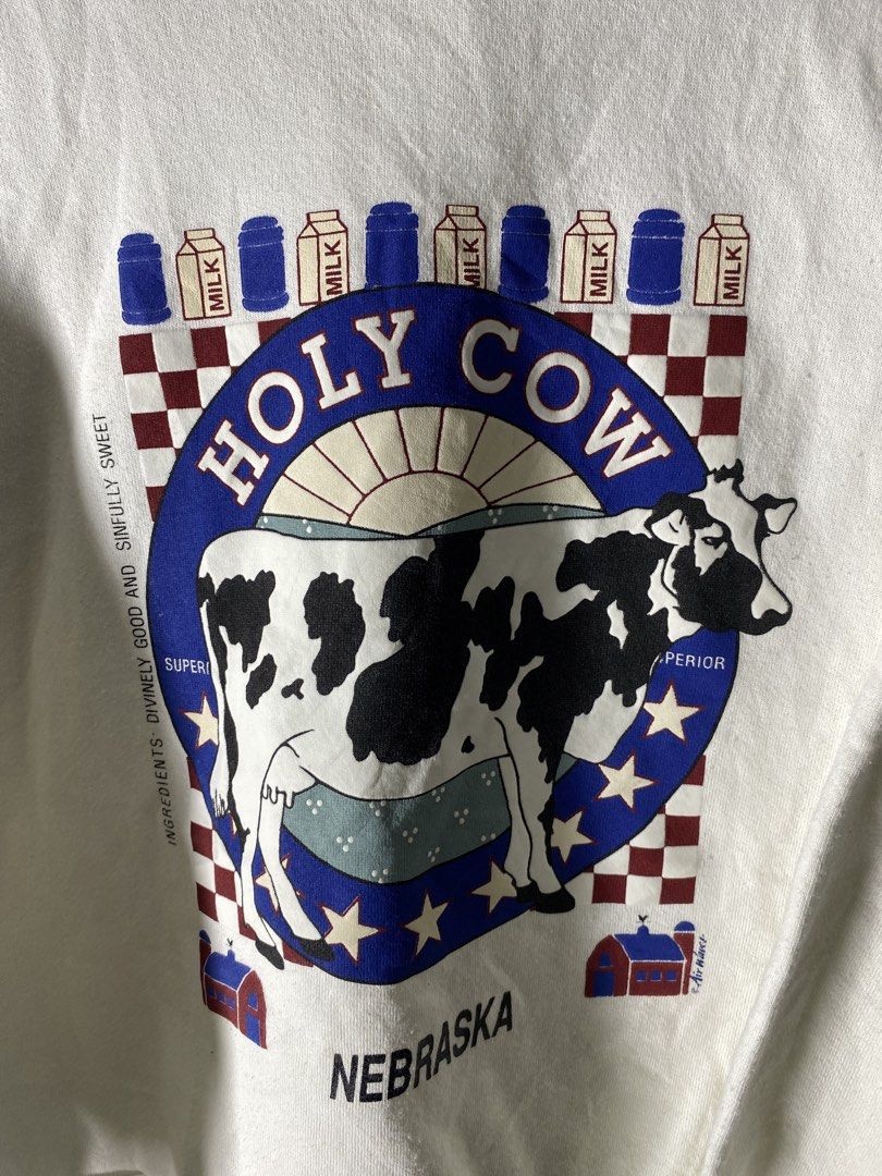 Vintage Holy Cow Crewneck (Category: Coats, Jackets and Outerwear) located in Pasig City. Submitted by lumangkamisa (Listing ID 1459383916, Image 3). Description: Medium on tag.