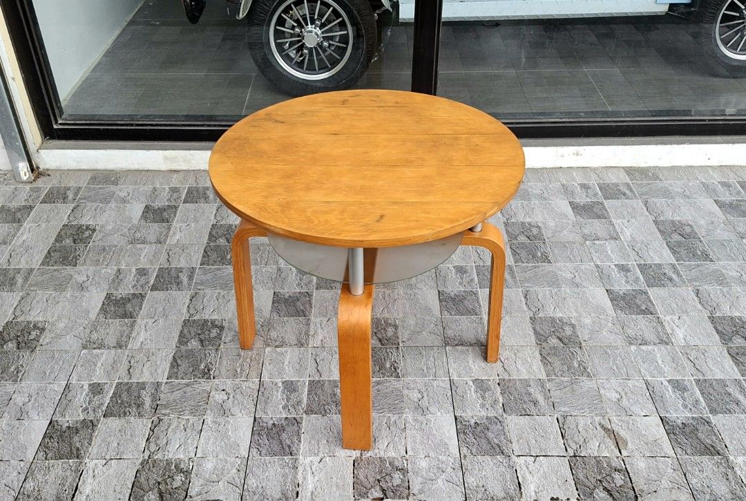 Vintage Ikea Pitea Coffee Table (Category: Tables & Sets) located in Mabalacat. Submitted by thenewcraf32843 (Listing ID 1459311586, Image 2). Description: Vintage Ikea Pitea Coffee Table 90's In great condition. We already restore the wood varnish. Dimensions: Diameter 22 x Height 19 inches Sale Price: 3.5k only We do shipping via lalamove / victory liner drop and go. Dm to inquire.