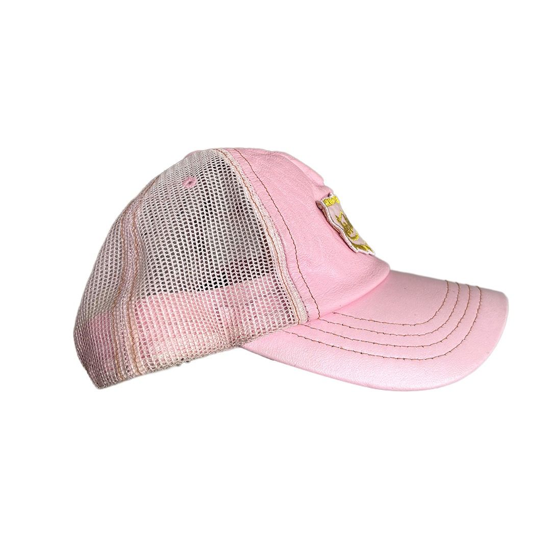 Von Dutch Pink Leather Trucker Hat (Category: Caps & Hats) located in Taguig. Submitted by cocoas_closet (Listing ID 1459358428, Image 2). Description: Von Dutch Pink Leather Trucker Cap *Needs deep cleaning* Pink Von Dutch trucker cap with a leather exterior in excellent condition. Top/exterior is very well preserved with minimal to no visible wear. Condition: 8/10 exterior Condition note: The inside of the cap needs a deep cleaning from previou