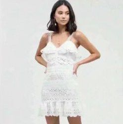 White Eyelet Lace ruffle mini dress (Category: Dresses) located in Pasig City. Submitted by aiyee18 (Listing ID 1459346456, Image 2). Description: White Eyelet Lace Ruffle Mini Dress * Brand: J.O.A. * Color: White * Style: Feminine & romantic * Intricate all-over lace detailing * Adjustable spaghetti straps * Sweetheart-style bust with delicate ruffle/lace accents * Fitted bodice with a slightly flared A-line mini skirt * Scalloped lace hem * Bea