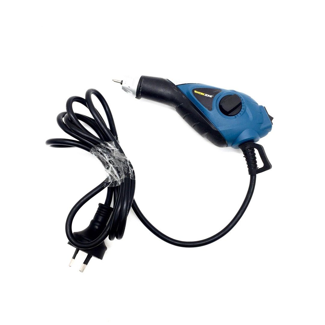 WORKZONE TTA-5528 Electric Engraver (Category: Construction Tools & Equipment) located in Pasay City. Submitted by meostore (Listing ID 1459314685, Image 2). Description: WORKZONE TTA-5528 Electric Engraver -Model no: TTA-5528 -Input rating: 230-240V/ 50Hz -Power rating: 13 watts -Tool designed for etching and personalizing materials for glass, wood, metal, plastic and ceramics NOTE: Please expect slight paintchips. Selling as is only..