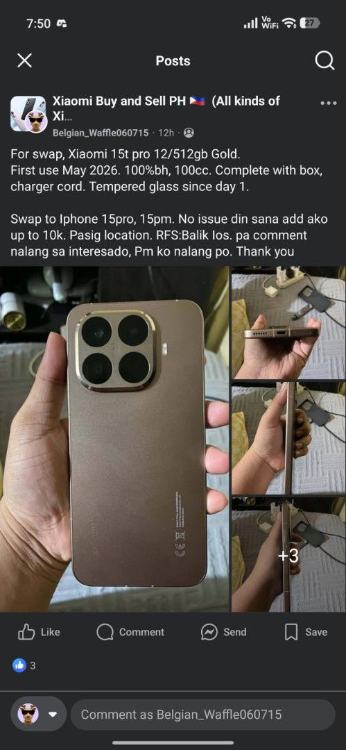Xiaomi 15t pro 12/512gb (Category: Cases & Sleeves) located in Manila. Submitted by jvalgeekn63887 (Listing ID 1459343264, Image 1). Description: For swap to iphone 15promax add ako up to 10k. Xiaomi 15t pro 12/512gb. Complete with box and charger, cases. Going 4 months old this Sept 16. 105cc, 100%BH. Tempered glass since day one. If sale, 28k. slightly nego. rfs:Balik ios.