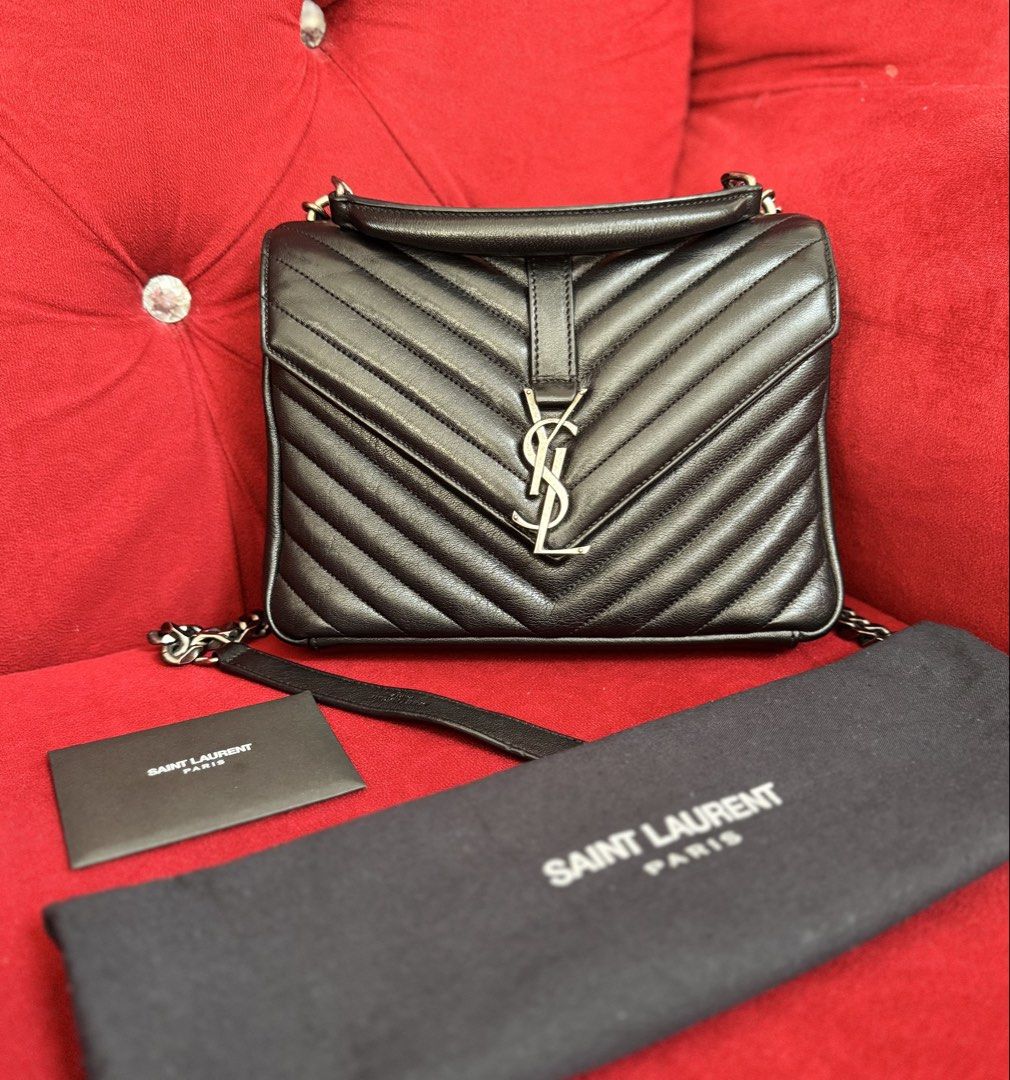 YSL College (Category: Luxury Bags & Wallets) located in Santa Rosa. Submitted by le_classique (Listing ID 1459298788, Image 1). Description: An icon you’ll carry for years. Less trend. More timeless. 🖤 SAlNT LAU.RENT College Medium rank A comes with dustbag, cards and long strap 💰59.9k only!!! Please dm us to purchase. 💳 💰MOP: Bank transfers, CC Payment tru PayPal, Layaway, Gcash & Cash on Meet Up (Alabang). ALL SALES ARE FINAL No return/exc