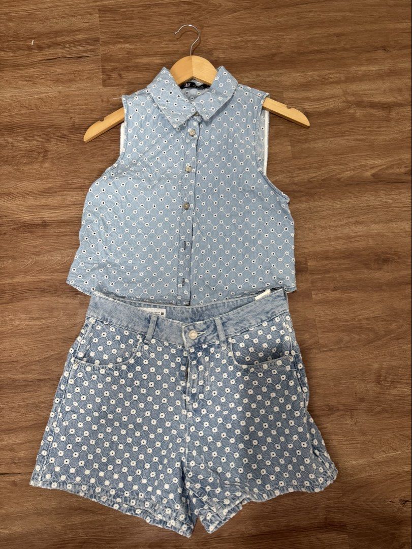 Zara denim top and shorts set (Category: Sets or Coordinates) located in Taguig. Submitted by gabby85953 (Listing ID 1459297530, Image 3). Description: Yes, 1k for the set na No lp na parang 500 per item nalang Top-small Shorts- 34 No ww No dimension .