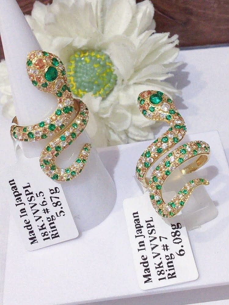 18k Japan gold snake ring (Category: Rings) located in Manila. Submitted by bhelgoldseller2ndaccount (Listing ID 1465027954, Image 1). Description: New!!✨New!!✨New!! Authentic 18k Saudi Golds 💯pawnable/naisasanla 💯with high appraisal rate 💯good investment 💯Direct supplier price 👉OPEN for resellers 🌺please take time to evaluate their actual sizes and grams 👉Best panggift for all occasions ✅ Sold per grams not per piece Kya lowest price ✅Wit