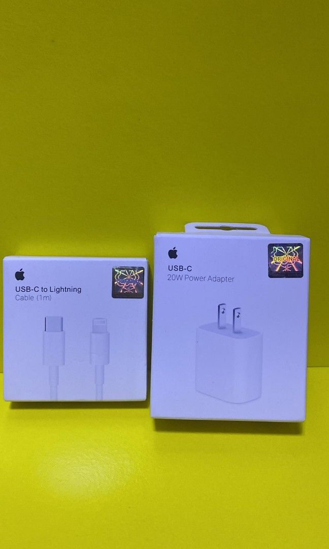 20W ADAPTER USB-C and Usb to lightning cable (Category: Chargers & Cables) located in Manila. Submitted by milasgadgetph (Listing ID 1465168867, Image 1). Description: .