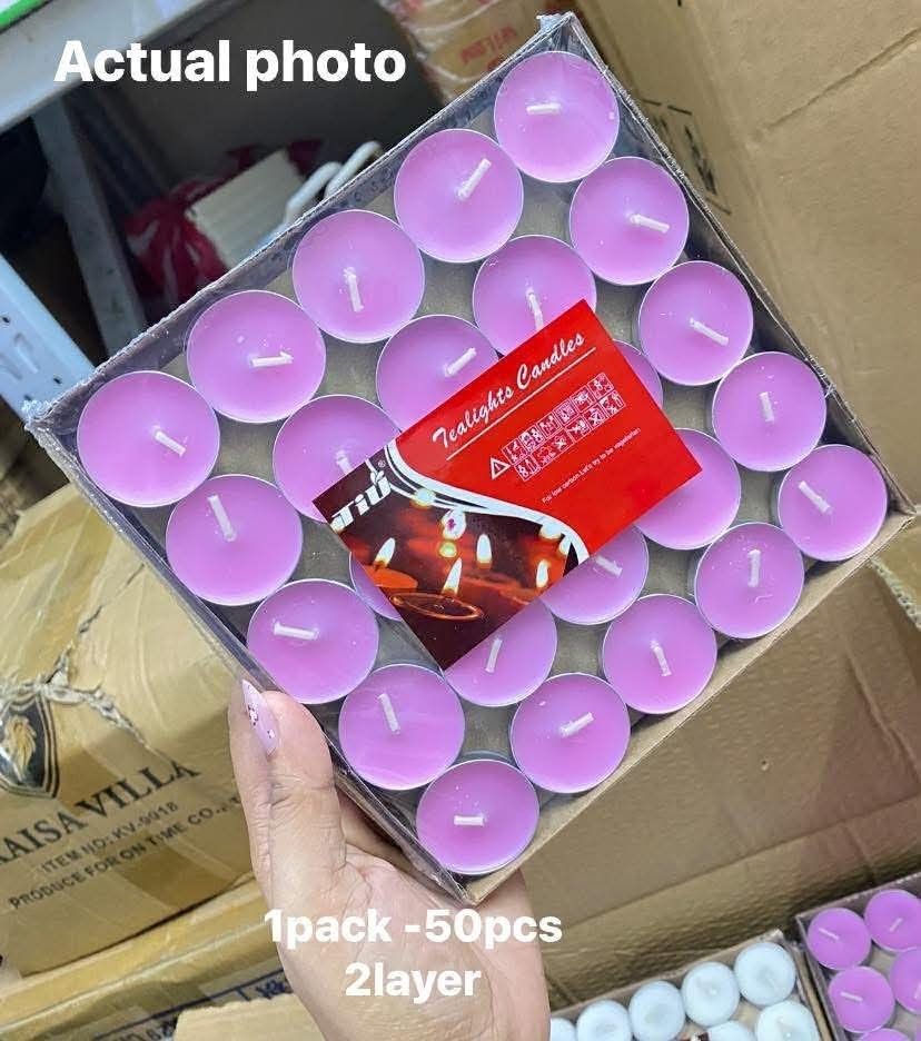 50pcs scented candle lights (Category: Looking For) located in Manila. Submitted by nixdcruz (Listing ID 1465082399, Image 2). Description: 50pcs romantic DIY Scented Candles boiled tea wax smokeless candles For x’masparty or Halloween 🌈Color: White , Pink, Violet , Blue ,Red.