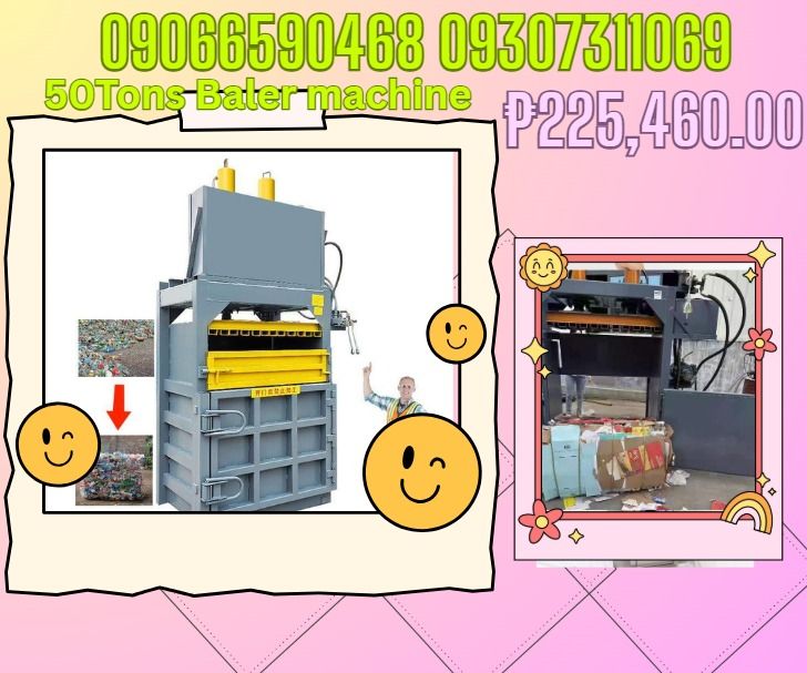 50‐ton Double‐cylinder compactor baler machine for garbage plastic abaca clothes (Category: Looking For) located in Caloocan City. Submitted by topherchri03260 (Listing ID 1465012816, Image 1). Description: ●Model: 50‑ton Double‑cylinder ●Power Supply: 380V ●Motor: 15KW ●Oil Pump: 563 ●Cylinder Bore Diameter: 140 mm ●Oil Cylinder Stroke: 100 cm ●Bale Size: 100*60*80 cm ●Bale Weight: 300‑350 kg ●Overall Dimensions: 170*68*290 cm ●Machine Weight: 5