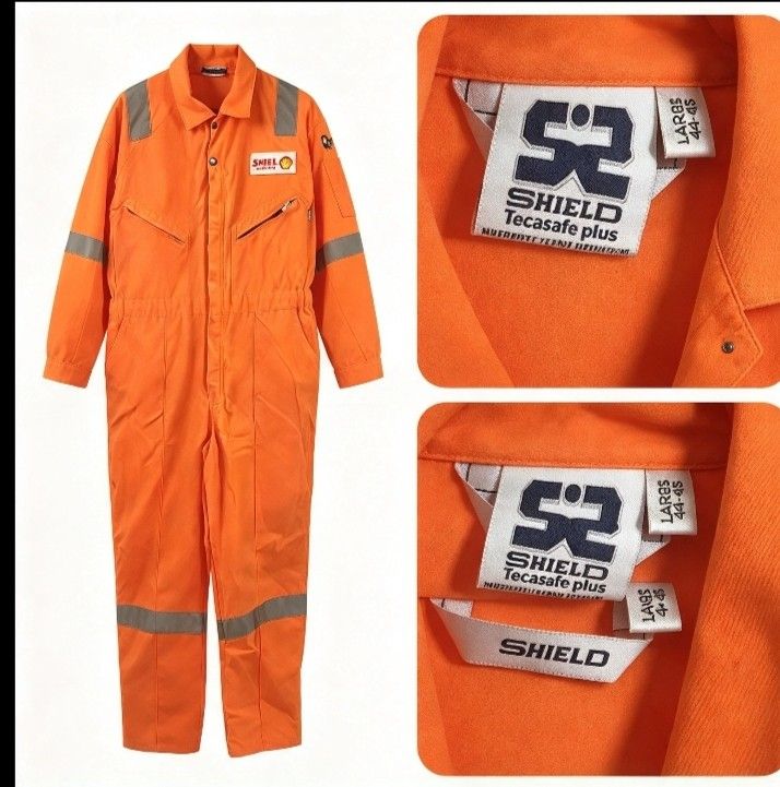 🔥 Shell Flame‑Resistant Coverall — SHIELD Tecasafe Plus (Category: Coats, Jackets and Outerwear) located in Paranaque City. Submitted by gentle.declutter (Listing ID 1465026915, Image 1). Description: ✅ DETAILS: (2 pcs available) - Brand: SHIELD International — Tecasafe Plus, inherently flame‑resistant - Official Shell branded workwear — authentic industrial safety gear - Size: Large (44–46) - Bright high‑visibility orange with reflective strips