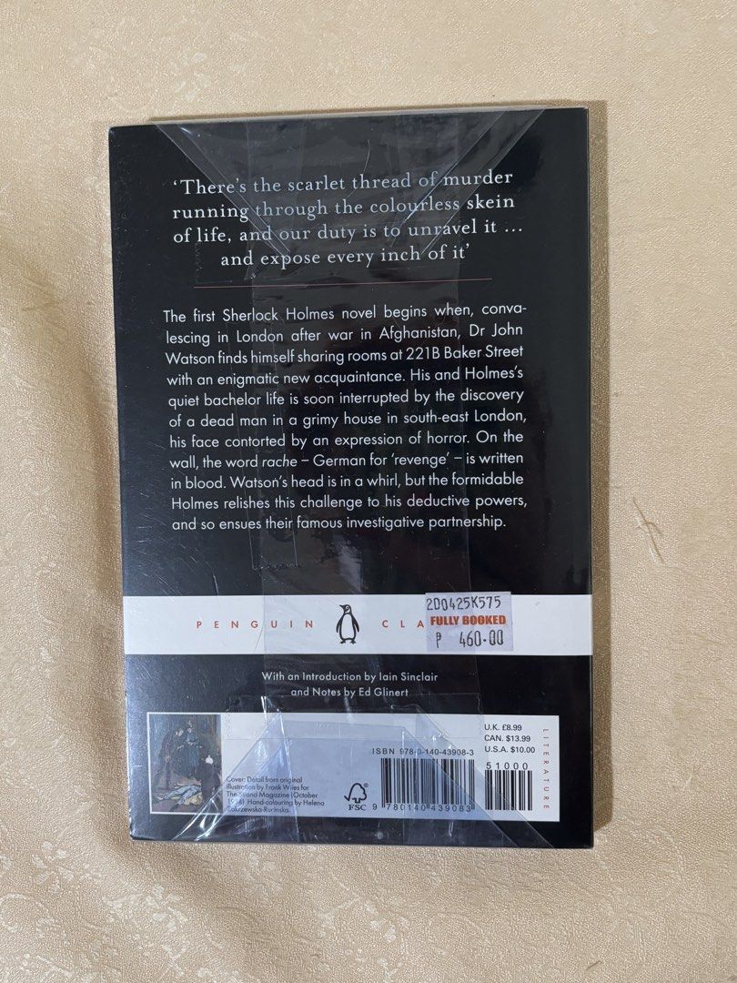 A Study in Scarlet Arthur Conan Doyle Penguin Classics (Category: Storybooks) located in Navotas City. Submitted by peetamellark16 (Listing ID 1465135027, Image 2). Description: Sealed.