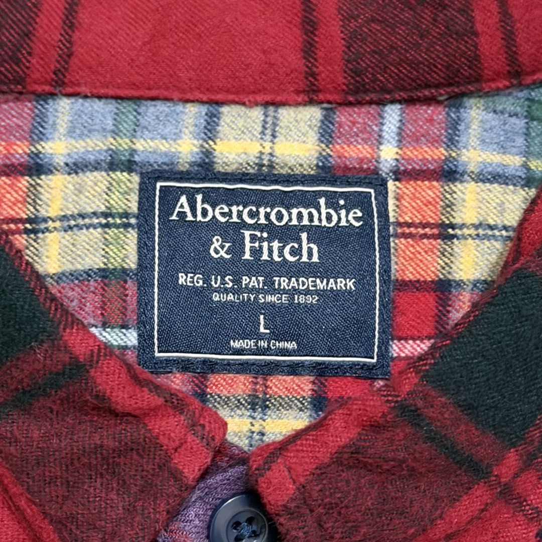 Abercrombie & Fitch Multi-Pattern Plaid Patchwork Button Down Shirt (Category: Tshirts & Polo Shirts ) located in Dinalupihan. Submitted by brokencasket (Listing ID 1465146458, Image 3). Description: Abercrombie & Fitch Multi-Pattern Plaid Patchwork Button Down Shirt Size L on Tag. Measurements on photo. Color may vary due to lighting.