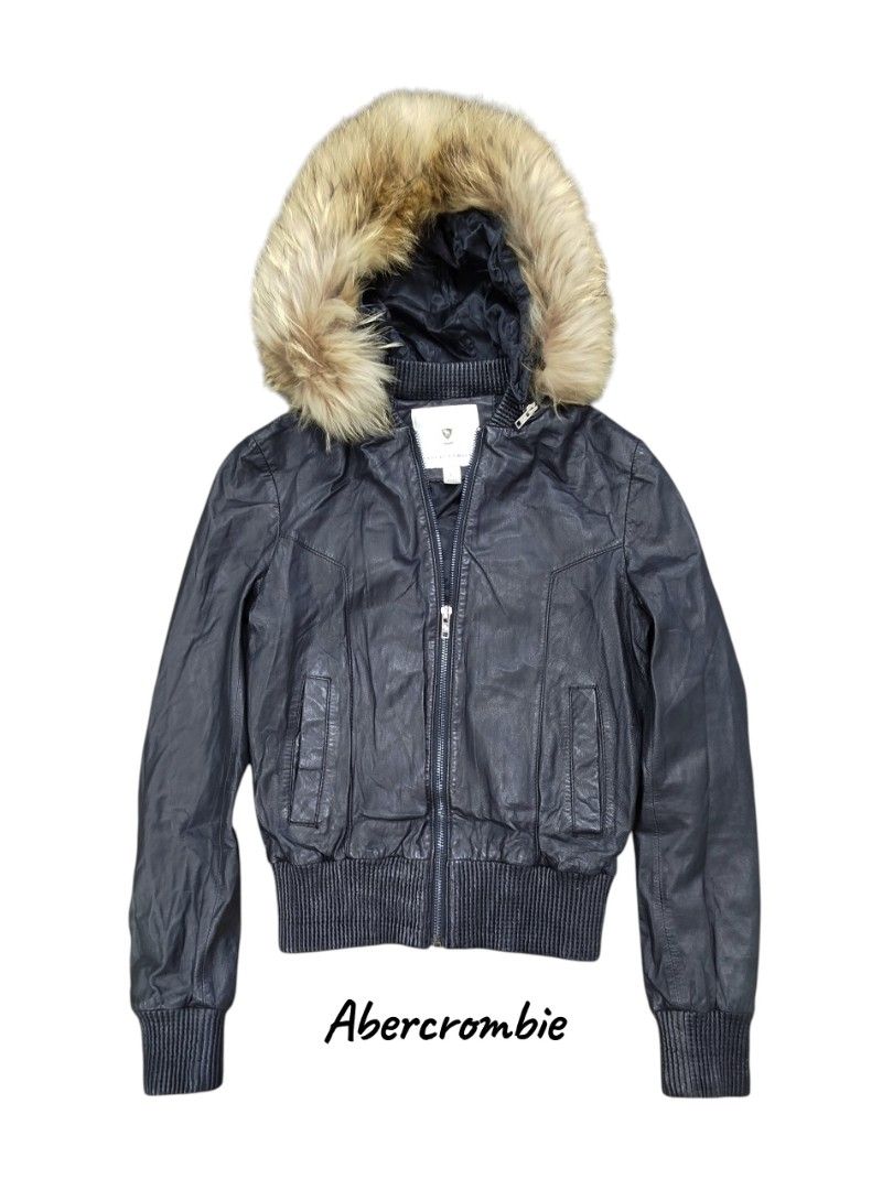 ABERCROMBIE LEATHER JACKET (Category: Coats, Jackets and Outerwear) located in Bayombong. Submitted by Gentlemans_ClosEt (Listing ID 1465075134, Image 1). Description: VUNTAGE Y2K VIBES ABERCROMBIE LEATHER JACKET REMOVABLE LEATHER HOODIE (zipper) REMOVABLE FUR AT THE HOODIE (buttons) LARGE ON TAG BEST FUT ONLY FROM XS TO SMALL SIZE DIMES: W16 X L22 EXCELLENT TO AS NEW CONDITION NO ISSUES.