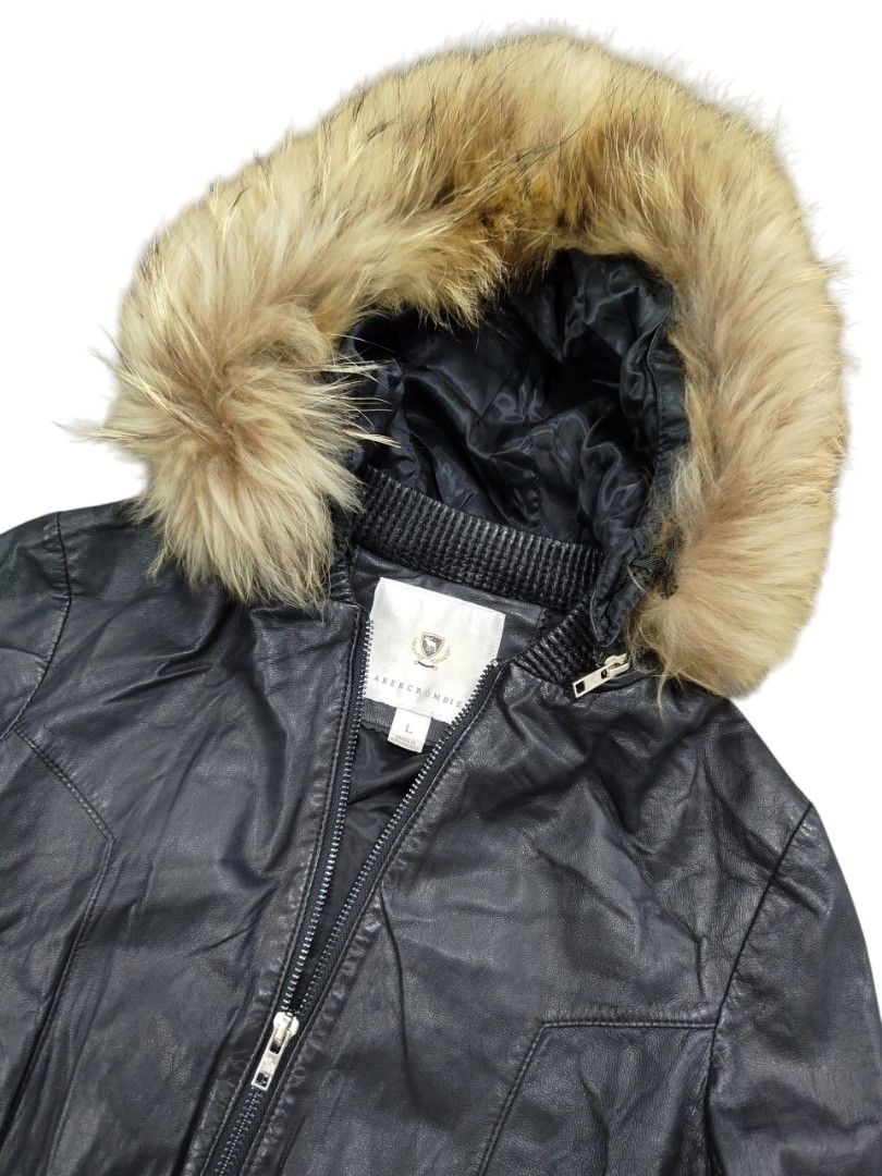 ABERCROMBIE LEATHER JACKET (Category: Coats, Jackets and Outerwear) located in Bayombong. Submitted by Gentlemans_ClosEt (Listing ID 1465075134, Image 3). Description: VUNTAGE Y2K VIBES ABERCROMBIE LEATHER JACKET REMOVABLE LEATHER HOODIE (zipper) REMOVABLE FUR AT THE HOODIE (buttons) LARGE ON TAG BEST FUT ONLY FROM XS TO SMALL SIZE DIMES: W16 X L22 EXCELLENT TO AS NEW CONDITION NO ISSUES.