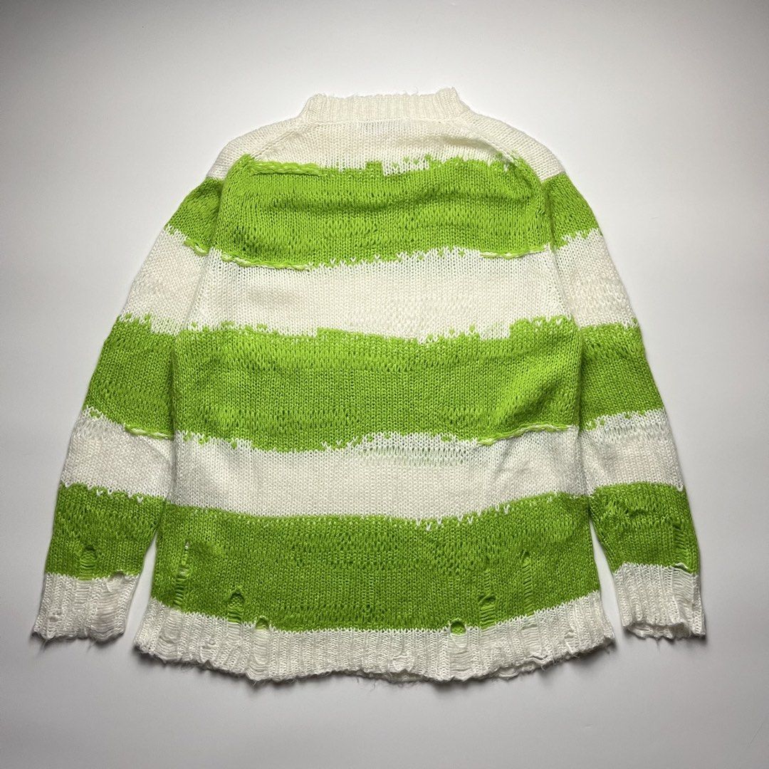 Acne Studios Kaila Striped Distressed Knitted Sweater (Category: Luxury Apparel) located in Manila. Submitted by streetsavvy (Listing ID 1465054172, Image 2). Description: Acne Studios Kaila Striped Distressed Knitted Sweater Size: Small Width: 21.5” Length: 28.5” Shoulder: 18.5” Sleeve Length: 24” Hem: 23.5” measured in inches It’s safe to assume Acne Studios knows what it takes to dream up winter-ready knitwear – after all, the label hails from