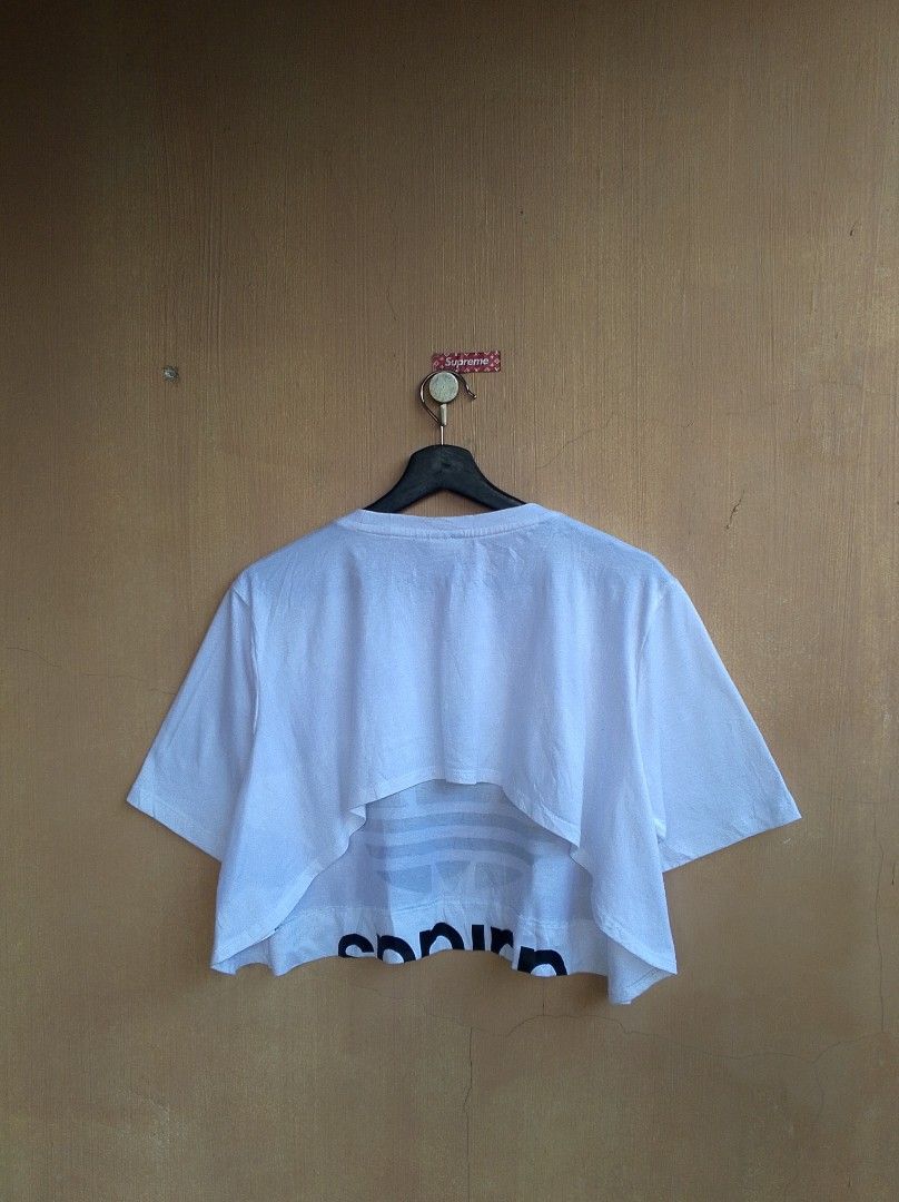 Adidas Big Logo Cut Out Cropped Tee (Category: Shirts) located in Lipa City. Submitted by MEECHYTWO2TWO (Listing ID 1465005790, Image 2). Description: • ADIDAS BIG LOGO CUT OUT TEE - Size: UK:6 / US: XS / JP: M - Best fit S-M - Width: 19 / Length: 16.5 - No issue - Location: Lipa City, Batangas - Excellent condition - Color rate: 10/10 - Additional sf +75 - Mop: GCASH/NO COD - Payment first tomorrow will be shipped.