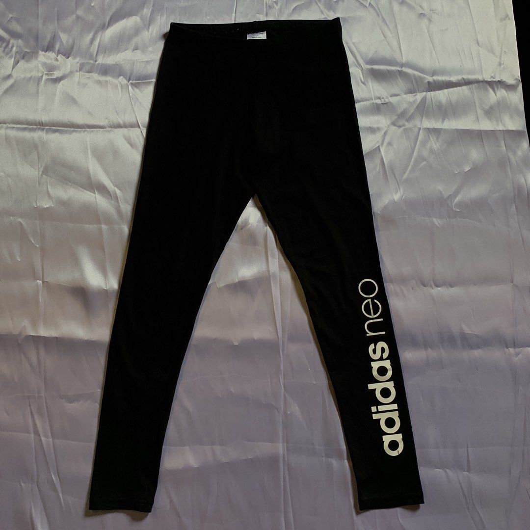 Adidas Neo Black Leggings (Category: Activewear) located in Rizal. Submitted by shop_ms.lai (Listing ID 1464972663, Image 3). Description: - Brand: Adidas Neo - Size: S/M - Color: Black with white logo down the left leg - Material: Cotton, polyester, and elastane blend for stretch - Condition: Good staple piece - Ideal for: Workouts or casual wear.