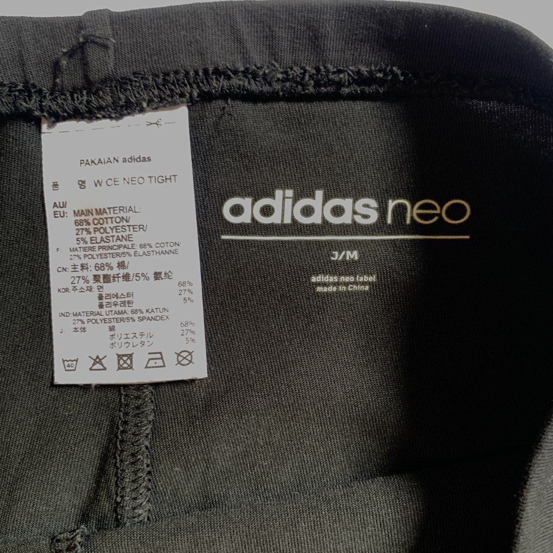 Adidas Neo Black Leggings (Category: Activewear) located in Rizal. Submitted by shop_ms.lai (Listing ID 1464972663, Image 2). Description: - Brand: Adidas Neo - Size: S/M - Color: Black with white logo down the left leg - Material: Cotton, polyester, and elastane blend for stretch - Condition: Good staple piece - Ideal for: Workouts or casual wear.