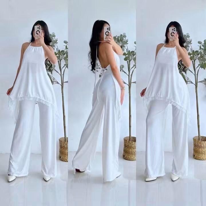 ALLICIA TOP AND PANTS TERNO (Category: Sets or Coordinates) located in Cainta. Submitted by agirlnamedkatkatII (Listing ID 1464981988, Image 2). Description: ALLICIA BACKLESS TOP AND PANTS COORDS P330.00 FREESIZE CAN FIT FROM SMALL-LARGE FABRIC: 4X4 KNITTED FABRIC NOTE: PLEASE PROVIDE 2ND AND 3RD COLOR OPTIONS.