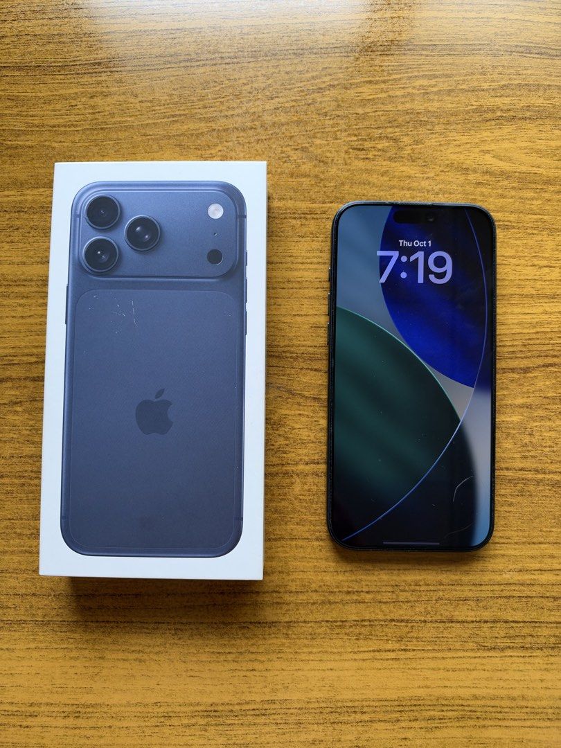 Apple iPhone 17 Pro Max ( blue) (Category: iPhone 17 Series) located in Cebu City. Submitted by jasonc.e (Listing ID 1465169549, Image 2). Description: iPhone 17 Pro Max (blue) 256gb factory unlocked openline to all network safe to reset and update no issues and no history of repair battery health 97% includes applied tempered glass, unused original charging cable and original box Pass to swap, only selling Rfs: upgrade to new phone.