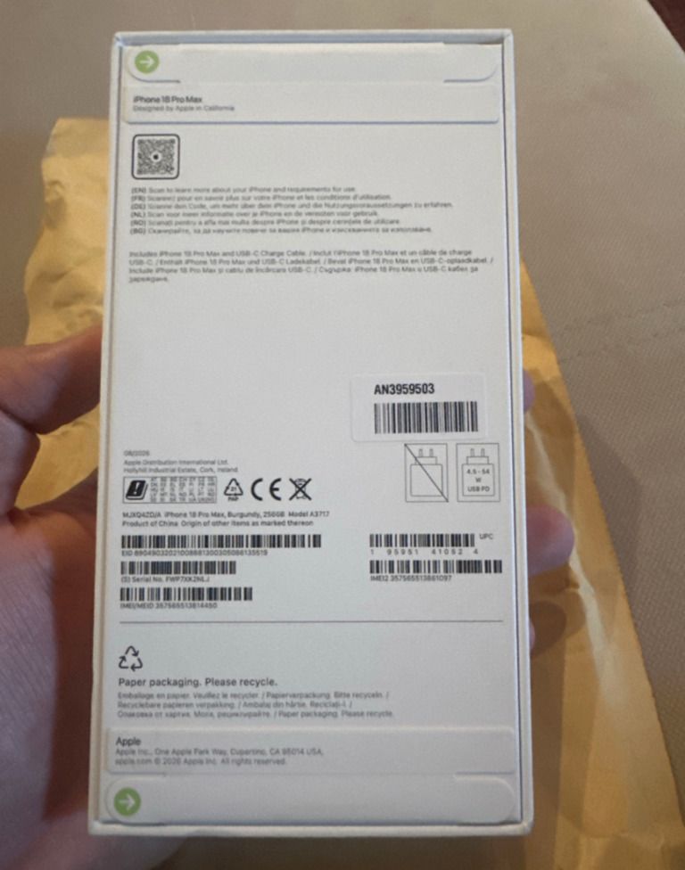 Apple iPhone 18 Pro Max Burgundy 256gb from Apple (Category: Cases & Sleeves) located in Al-Barka. Submitted by arneloniate (Listing ID 1465058045, Image 3). Description: For sale Apple iPhone 18 Pro Max Burgundy 256gb from Apple. iPhone 18 Pro Max - 256GB Sealed Box 10x Available 91,600 PHP each - Brand New - Sealed Box - Unlocked Purchased direct from Apple on Pre-Order - Available now - 1 year Warranty direct with Apple - purchase invoice will