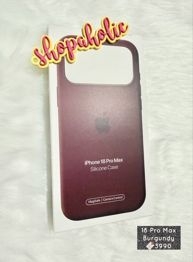 Apple Silicone Case Burgundy Iphone 18 Pro Max (Category: Cases & Sleeves) located in Caloocan City. Submitted by shopaholic.nej (Listing ID 1465022478, Image 1). Description: 🌟AVAILABLE ONHAND🌟 🌟BRAND NEW & AUTHENTIC🌟 📍North Caloocan 💰Gcash / BPI / Maribank (Seabank) 🚚 grab/lalamove/J&T (no shapi checkout).