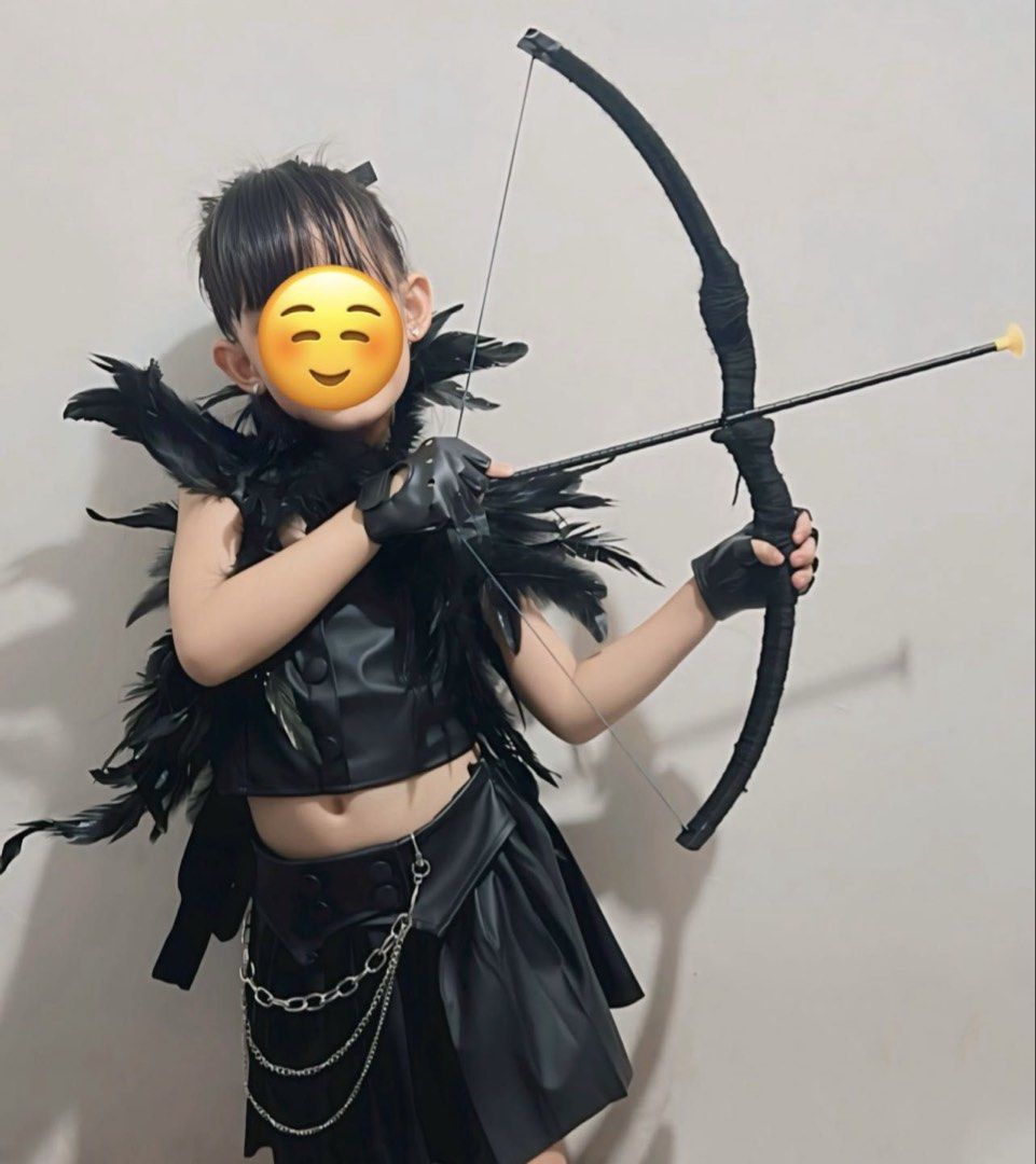 Archery Costume Kids (Category: Babies & Kids Fashion) located in Pasig City. Submitted by ilmsf (Listing ID 1424099193, Image 2). Description: Best Sportswear Winner leather Top and bottom leather gloves shawl shoulder feather Arrow Holder silver accessories size: 6yrs old used once .