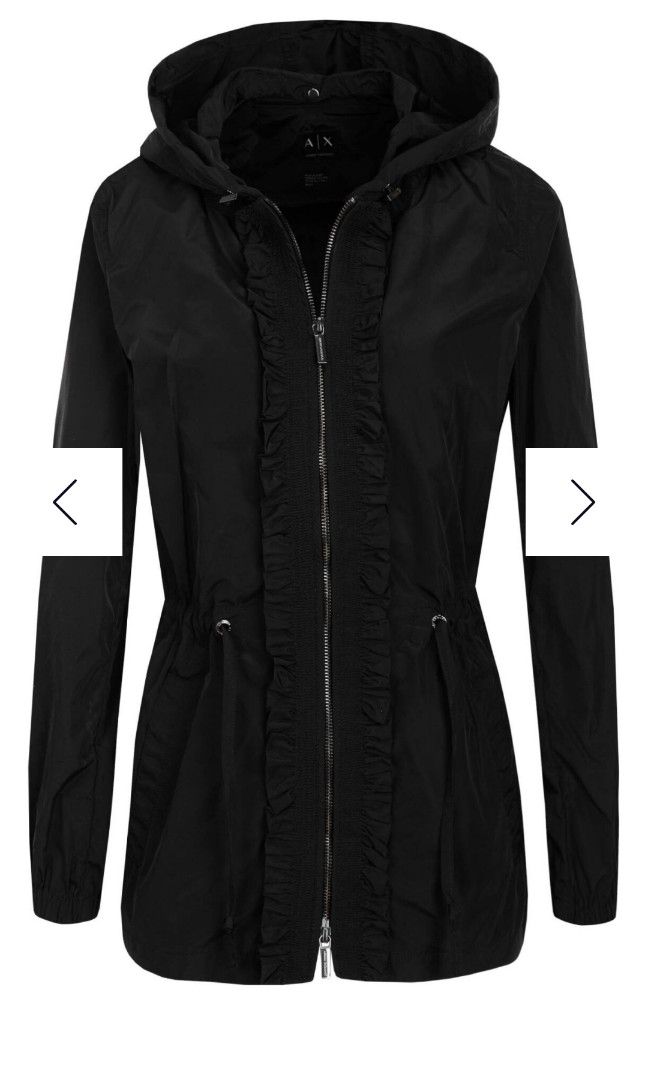 Armani Exchange Black Jacket Size M (Category: Coats, Jackets and Outerwear) located in Basista. Submitted by hupomeno (Listing ID 1464969377, Image 1). Description: - Brand: Armani Exchange - Color: Black - Size: Medium - Full front zipper and high collar neck design - Roomy front utility pockets - Internal drawstring waist for adjustable fit - Back storm flap detail With hoodie/water resistant/lightweight - Clean interior lining with visible br