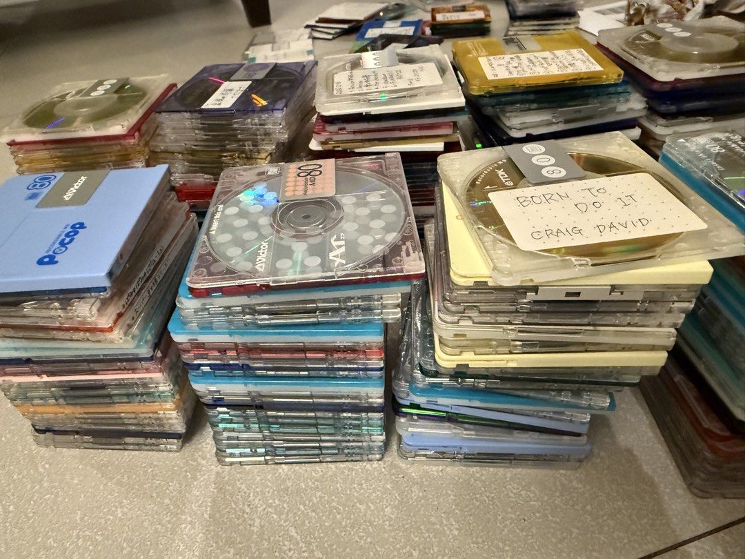 Assorted MiniDiscs MD 80 74 (Category: CDs & DVDs) located in Makati City. Submitted by see5o5 (Listing ID 1465077759, Image 1). Description: I have too many MDs to sort through. 🤣 Random 10pcs 80min - P1,000 Random 10pcs 74min - P800 No cases. Most will have some music on them and labels. I haven’t tested them but have visually inspected them for cracks or damage. Thanks! Makati area. .