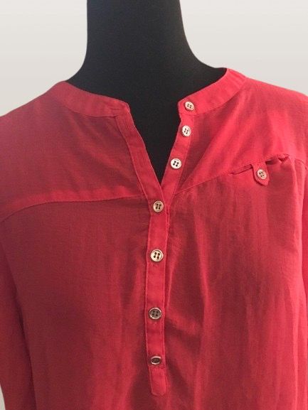 ATMOSPHERE RED TOP BLOUSE (Category: Blouses) located in Marikina City. Submitted by minimalistmanila (Listing ID 1465004005, Image 2). Description: Atmosphere chiffon top bought in London. Medium size. Watermelon red shade. Foldable sleeves. Used once. Get this now! .