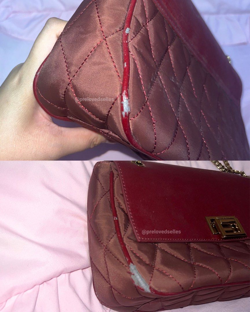 AUTHENTIC Burgundy Charles & Keith Quilted Bag (Category: Luxury Bags & Wallets) located in Kawit. Submitted by prelovedselles (Listing ID 1465056546, Image 3). Description: This maroon/burgundy piece was only used once and kept in the closet ever since. The interior lining, gold hardware, chain strap, and front flap are in good, practically brand-new condition! ⚠️ Please note: Due to long-term closet storage and humidity, there is noticeable pee