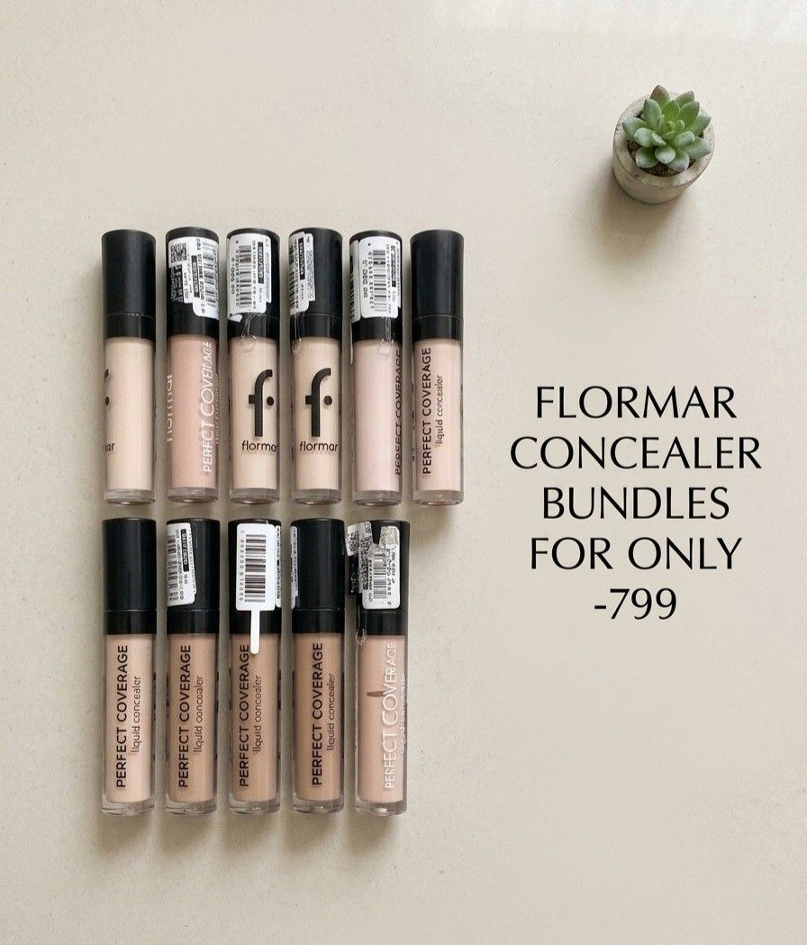 Authentic GAURANTEE 💯 FLORMAR Perfect Coverage Liquid Concealer. (Category: Makeup) located in Las Pinas. Submitted by outerwearsmanila (Listing ID 1464983145, Image 1). Description: FLORMAR Perfect Coverage Liquid Concealer. BRAND NEW FLORMAR BRAND BUNDLE-10PCS ASSORTED Shades 01 02 03 Perfect Coverage Liquid Concealer achieves amazing results when concealing the skin flaws. Flormar liquid concealer can also be used as an eye makeup base and it