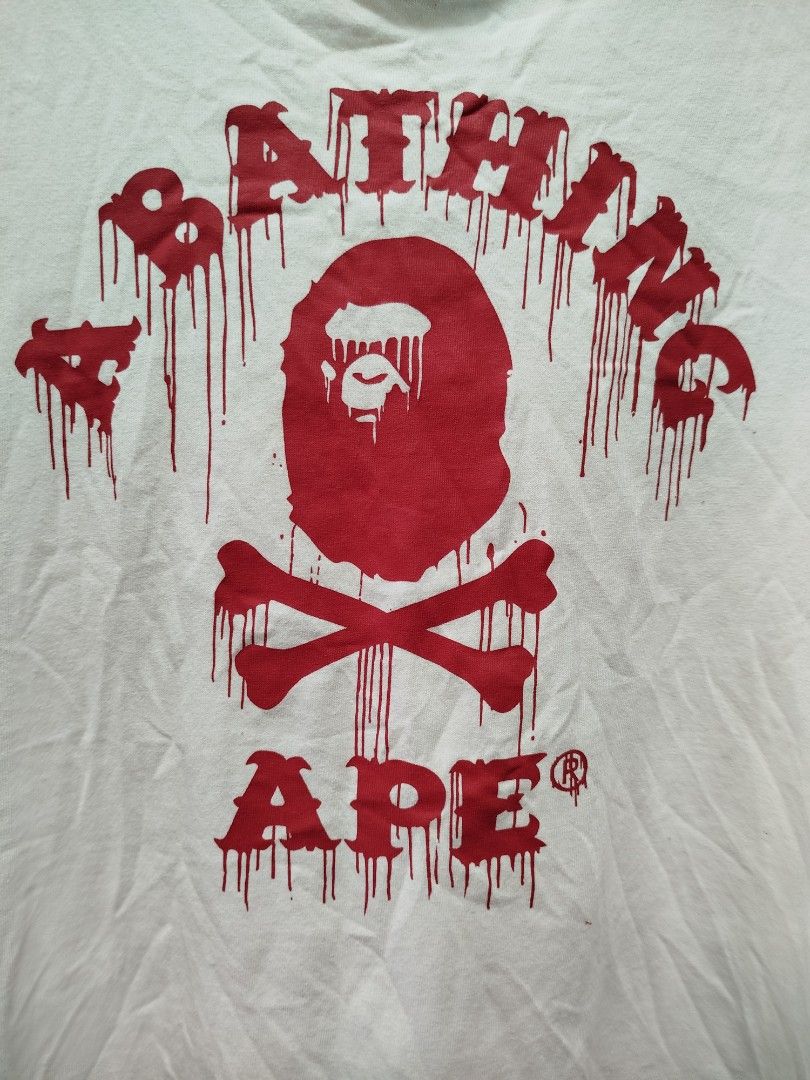 BAPE Drip Ape Crossbone College Tee (Category: Tshirts & Polo Shirts ) located in Bayombong. Submitted by Gentlemans_ClosEt (Listing ID 1465018274, Image 3). Description: BAPE Drip Ape Crossbone College Tee SIZE SMALL ON TAG. CAN FIT UPTO SIZE MEDIUM DIMES! W19 x L26 9.5/10 COLOR RATE EXCELLENT CONDITION NO ISSUE.