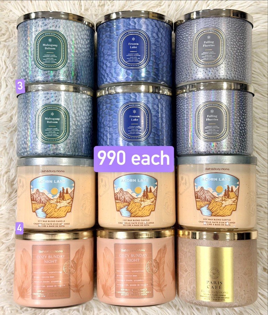 Bath & Body Three Wick Scented Candles (Category: Home Fragrance) located in Manila. Submitted by donaldann (Listing ID 1464973486, Image 1). Description: .