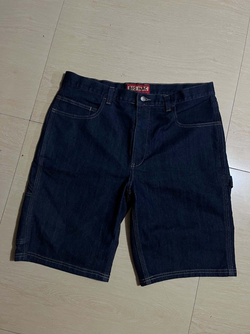 Big Mac Denim Cargo Shorts Size 36 (Category: Shorts) located in Manila. Submitted by kaloyyyyyy (Listing ID 1465027061, Image 1). Description: - Brand: Big Mac - Size: 36 - Color/Wash: Dark wash denim - Material: Comfortable blend of cotton, polyester, and elastane - Style: Classic workwear with contrast stitching - Features: Practical side tool pocket - Origin: Made in Nicaragua - Condition: Excellent / Ready to wear - Mode of Payment: GCash or
