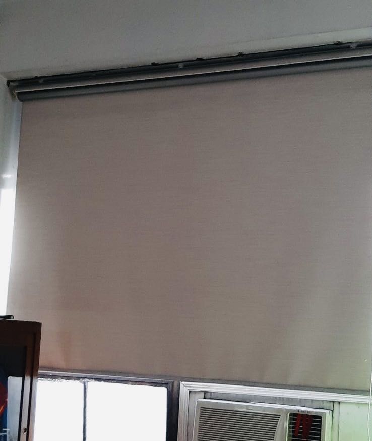 Black out roller blinds in beige (Category: Curtains & Blinds) located in Manila. Submitted by raynebow (Listing ID 1127746477, Image 2). Description: - One unit left. 2nd hand. No defects. - RFS: Moving out - Preferably for pick up - Dimensions: L 180cm/ W 176cm - Please leave a message for any inquiries. .