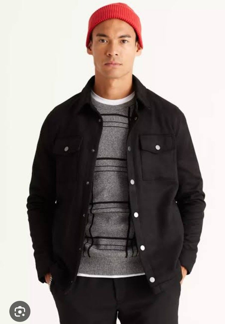 Black textured button-up jacket with 2 side pockets (Category: Coats, Jackets and Outerwear) located in Manila. Submitted by PrinceDani.Clothing (Listing ID 1465017269, Image 1). Description: Black textured button down jacket with 2 side pockets small to medium fit 20.5in width 24in length excellent condition .
